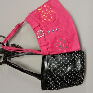 Pink Cute Mini Purse & Black Bling Heart Purse